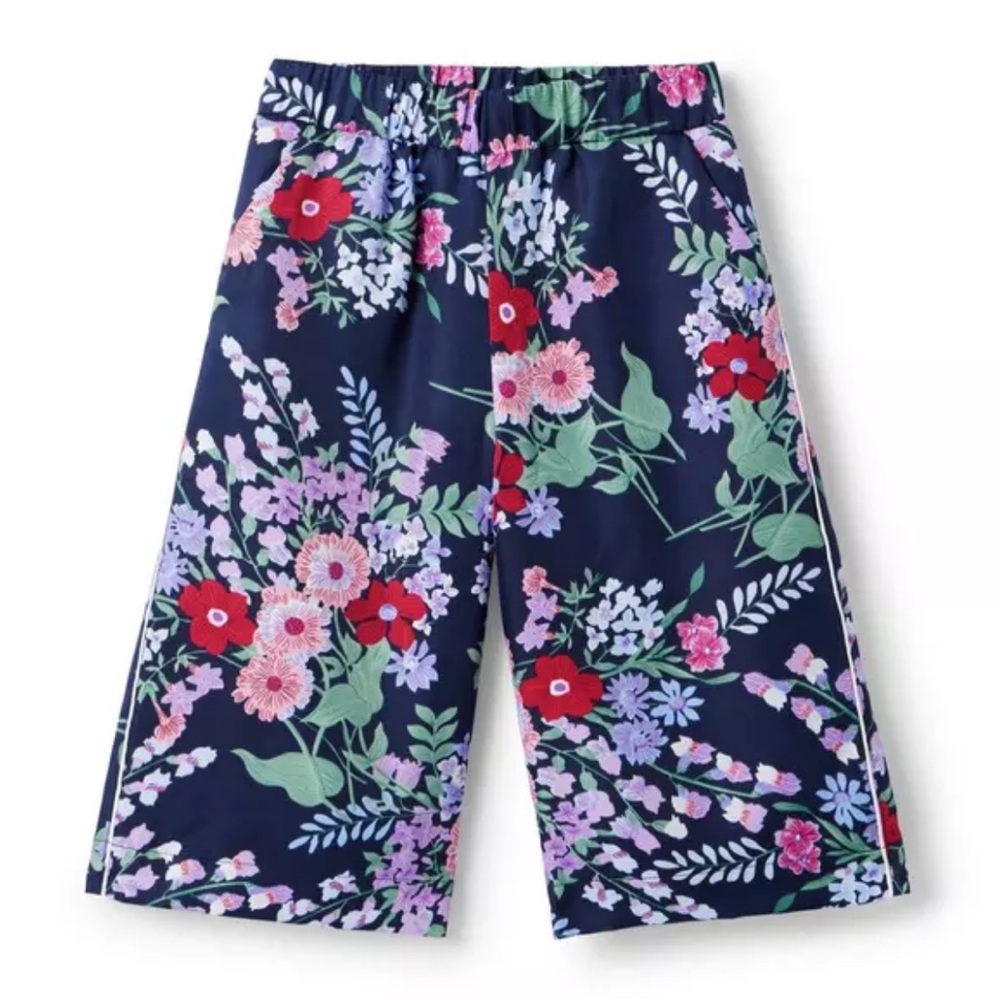 Janie and Jack Merchant Marine Parkside Pant Navy Blue Floral Girls Size 6